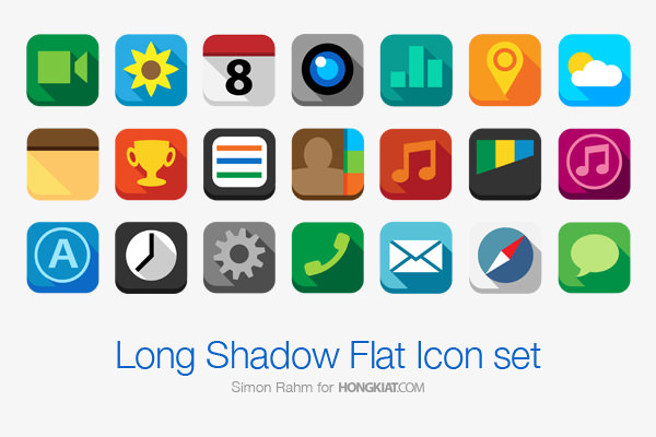 Freebie Release: Long Shadow Flat Icon Set by Simon Rahm